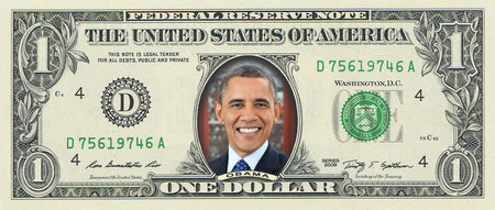 President Obama on a REAL Dollar Bill (Full Color)