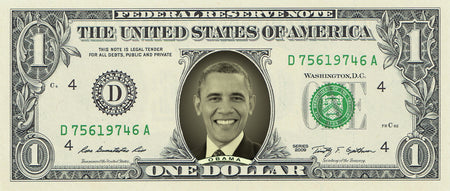 President Obama on a REAL Dollar Bill (Classic Dollar Bill Green)