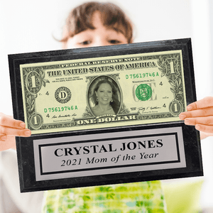 A REAL Dollar Bill Plaque with Your Photo, Name, and Engraved Plate