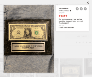 A REAL Dollar Bill Plaque with Your Photo, Name, and Engraved Plate