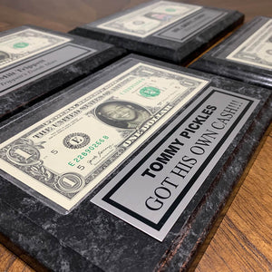 Unique Custom Gift Plaque with a Real Dollar Bill