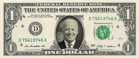 Joe Biden on a REAL Dollar Bill (Classic Dollar Bill Green)